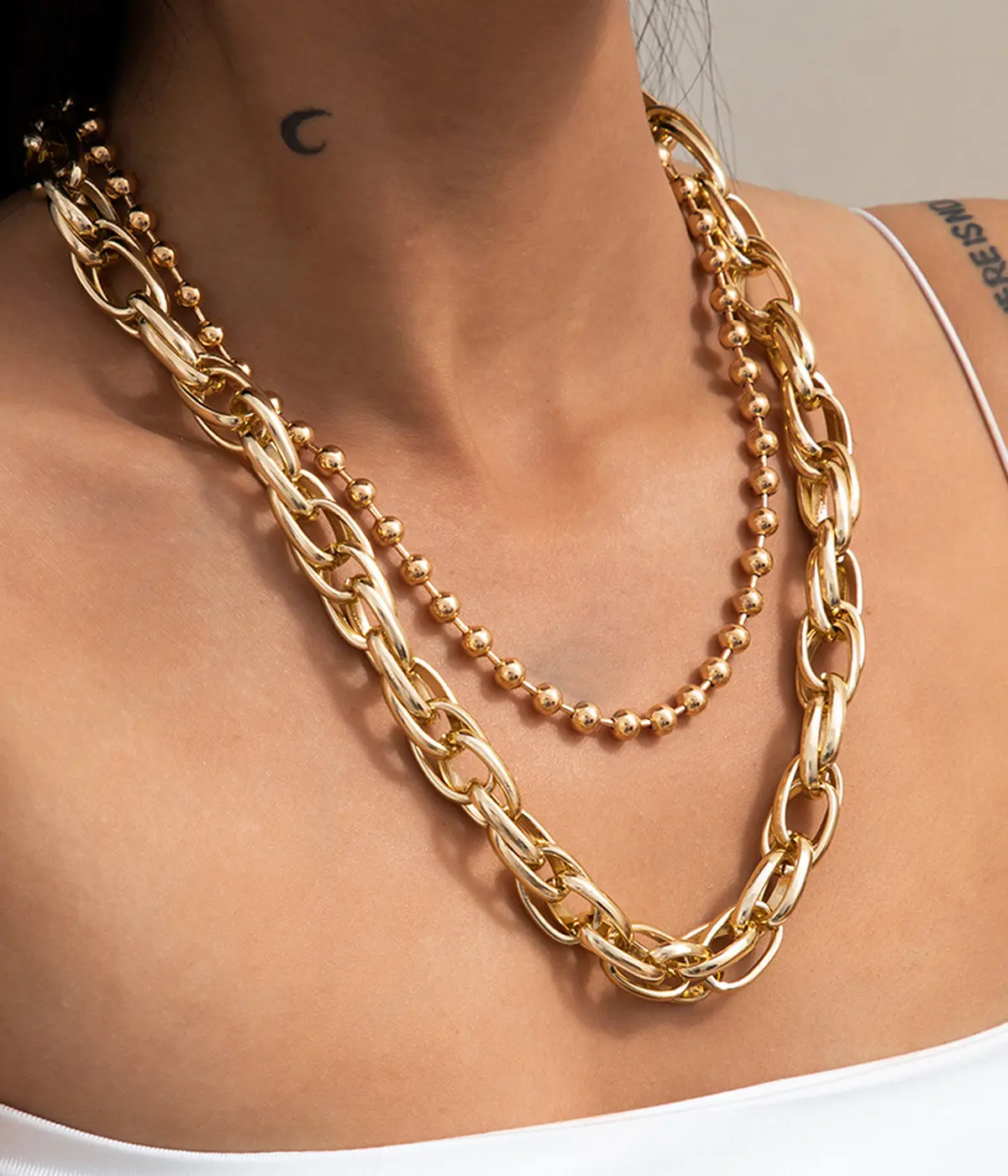 Europäische und amerikanische Mode maßge schneiderte zierliche geschichtete Frauen bling Halskette Gold mehrkettige Halskette