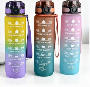 Bouteille d'eau écologique en plastique, nouvelle bouteille d'eau de sport de 1L, bouteille d'eau motivante - Product Image 1