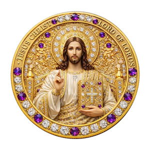 Herdenkingsmunt met Jezus Christus motief, metaal, religieus thema, decoratie, souvenir, kunst, verzamelstuk, cadeau - Product Image 2