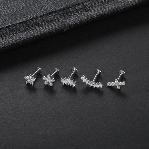 RVS Intern Schroefdraad 16G <span class=keywords><strong>Labret</strong></span> Studs Lip Piercing Kraakbeen Oorknopjes Body Piercing Sieraden Met Zirkoon - Product Image 2