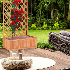 Pot de fleurs grimpant de 100 cm, planteur en bois de jardin en plein air avec treillis <span class=keywords><strong>pour</strong></span> plantes grimpantes - Product Image 2