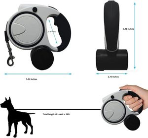 Laisse rétractable lumineuse KingHon pour chien, durable, pour l'entraînement et la promenade, longueur de rétraction 5m, avec boîte à sacs à déjections - Product Image 2