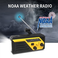 SOS & QC3.0 6000mAh Emergencia portátil NOAA FM AM Radio Linterna con luz de lectura LED Cable incorporado Dynamo Weather Radio