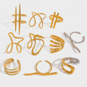 European American Style Stainless Steel Irregular <b>Opening</b> <b>Ring</b> Minimalist Design Titanium Steel Unisex Jewelry Gift - Product Image 1