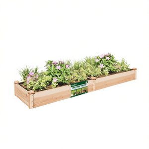 Bac à fleurs surélevé en bois de sapin massif, brun clair, 4 pieds, jardinières rustiques - Product Image 1