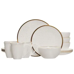 Набор керамической посуды матовый керамический набор посуды с золотым ободом и пятнами волос
