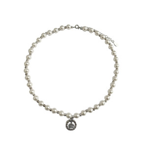 925 Sterling <b>Silver</b> Pearl Necklace With Crown Charm For Women Elegant <b>Choker</b> Everyday Wear - Product Image 4