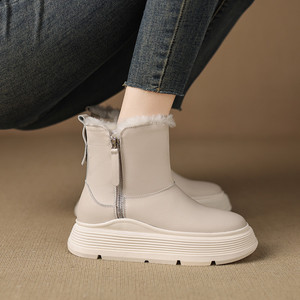 <span class=keywords><strong>Stivali</strong></span> Corti con Plateau Cialisa per Donna, Inverno 2025, Nuovi <span class=keywords><strong>Stivali</strong></span> da Neve con Punta Tonda in Vera Pelle di Alta Qualità, Tacco Alto Spesso, <span class=keywords><strong>Beige</strong></span> - Product Image 3