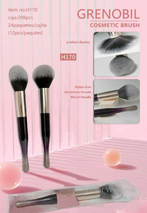 Grenobil Cosmetic <b>Brush</b> Nylon Hair Aluminum Ferrule Wood Handle <b>Round</b> Shape Makeup Application - Product Image 3