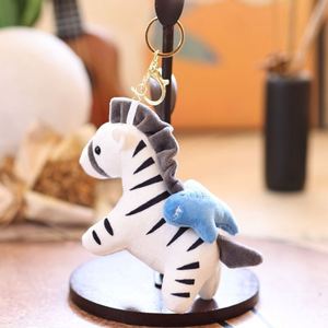 Cartoon Mini Peluches <b>Toy</b> Shark Bee Horse Bag Charm Pendant Keyring Cute <b>Stuffed</b> Animal Doll Zebra <b>Soft</b> Fluffy Plush Keychain - Product Image 6