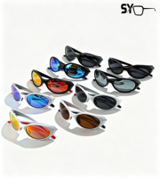 Lunettes de soleil de sport CE non polarisées, coupe-vent, monture intégrale, unisexe, ovales, monture PC, verres TAC UV400 miroir, pour le cyclisme en extérieur