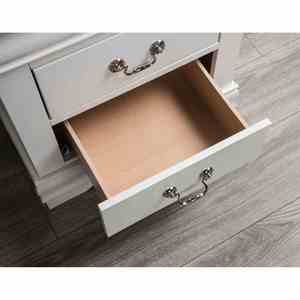Comodino Bianco a 2 Cassetti con Costruzione a Coda di Rondine, Maniglie Sospese, Arredamento per Camera da Letto in Stile Transizionale - Product Image 4