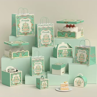 Cajas para Pasteles de Color Pastel Personalizadas con Asa, en Varios Tamaños para Rollos de Esponja, Rebanadas de Pastel y Pasteles Enteros