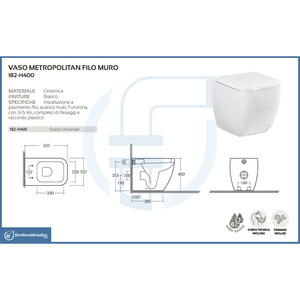 Vaso in Ceramica Moderno da Parete per Bagno e Lavabo - Design Metropolitano - Product Image 2