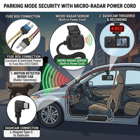 Araç Kamerası Radar Dedektörü Kablolu Güç Kablo Seti 24 Saat Park Monitörü Tip-C 12V 24V - 5V 3A ACC 3 Çekirdekli Kablo Araba Aksesuarları için
