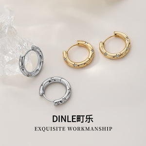 ต่างหูห่วง DINLE Star ดีไซน์เรขาคณิตไม่สมมาตร ทำจากโลหะผสมสังกะสี เหมาะสำหรับใส่ทุกวัน - Product Image 5