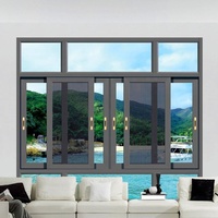 Fenêtre coulissante double moderne en alliage d'aluminium, insonorisée, isolante thermiquement, étanche, avec des caractéristiques d'économie d'énergie pour balcon et villa