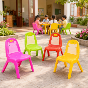Chaise d'enfant ergonomique en plastique PP bicolore, empilable, écologique, avec base pivotante, pour salle de classe, hôtel, salle à manger - Product Image 1