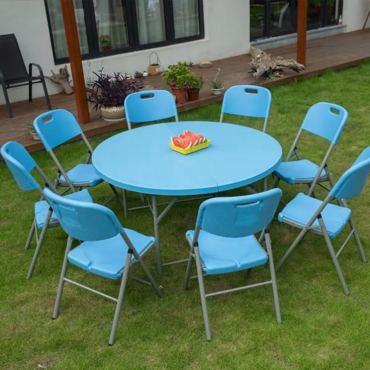 Olaylar için düğün ziyafet masa ve sandalyeler için toptan ucuz yuvarlak plastik katlanır masa