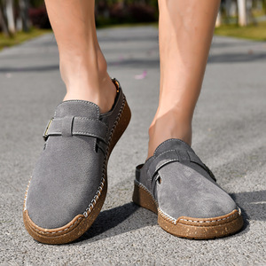 Adjustable Buckle <b>Men</b> <b>Clogs</b> Suede Casual Shoes Comfort Walking Shoes <b>Men</b> Sandals Hand Stitched Upper Suitable Outdoor Walking - Product Image 1