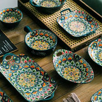 Service de table en porcelaine de luxe écologique style bohème nordique pour dîners, mariages, fêtes, décorations de table élégantes, emballé