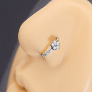Anneau de nez en acier inoxydable avec opale et zircon incrusté, serti à griffes, bijou de piercing corporel, cadeau - Product Image 4