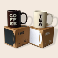 Boîte d'expédition ondulée noire personnalisée pour tasses à café Enveloppe en carton à emporter avec gaufrage et stratification mate pour cadeaux
