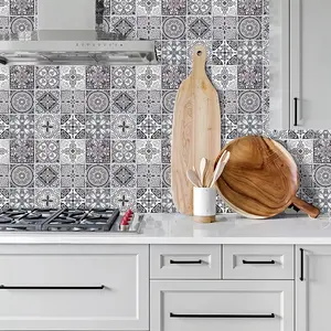 Azulejos de parede com padrão geométrico casca e vara de 12 polegadas para design moderno vitoriano para cozinha e banheiro Backsplash em apartamentos