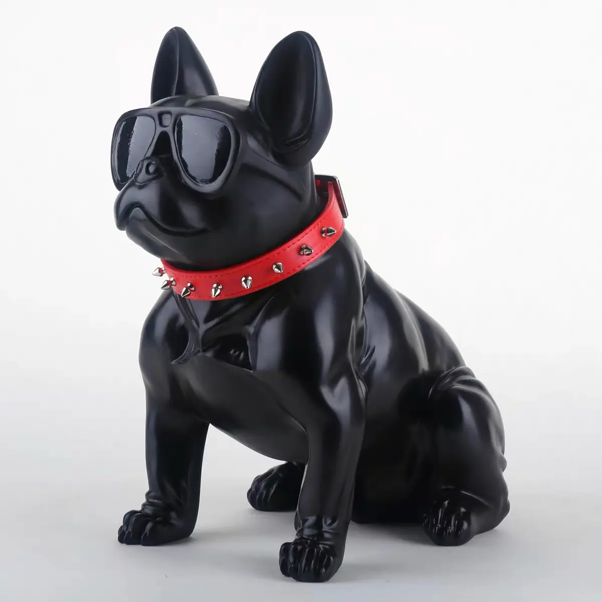 Resina geometrica del bulldog francese della decorazione domestica di colore su ordinazione, scultura moderna del bulldog degli occhiali da sole francesi astratti della figurina animale