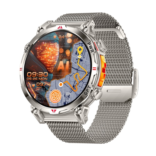 2026 New Arrival Rugged GPS AMOLED Smart Watch Men Waterproof 3ATM IP68 Outdoor Sport Android IOS Heart Rate DaFit Magnetic