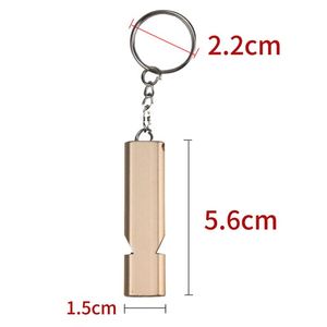 Sifflets de survie de sécurité durables en alliage d'aluminium à double tube haut de gamme avec logo personnalisé et porte-clés pour l'extérieur - Product Image 2