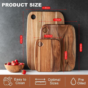 Juego de Tablas de Cortar de Madera de Acacia Premium de 3 Piezas, Madera Maciza de 1.5 cm de Grosor, 18x12, Tablas de Cortar Portátiles para Cocina para Carne o Verduras - Product Image 3