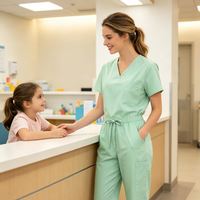 Tenue d'hygiène pour clinique vétérinaire, séchage rapide, anti-plis, col en V, ensemble deux pièces pour les professionnels des soins animaux