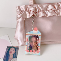 Porte-cartes transparent en acrylique au design gâteau Kawaii mignon, étui de présentation pour photocarte de 3 pouces, porte-badge d'identification, porte-clés, breloque de sac pour les fans de K-Pop