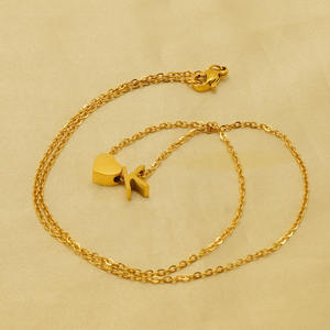 Collana con Ciondolo a Lettera in Oro 18k, Acciaio Inossidabile, Regolabile, Accessorio Gioiello da Donna, Idea Regalo - Product Image 2