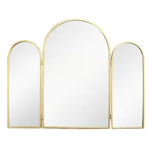 Miroir à cadre métallique irrégulier pouvant être plié sur trois côtés miroir de courtoisie
