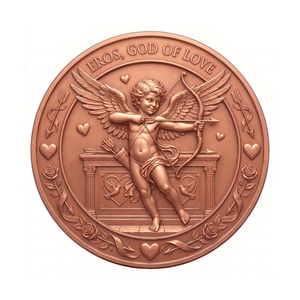 Moneda Conmemorativa <span class=keywords><strong>de</strong></span> 1 oz .999 <span class=keywords><strong>de</strong></span> Cobre Fino con Estampado UV, <span class=keywords><strong>Dios</strong></span> Eros, Amor, Cupido, Medusa, Símbolo <span class=keywords><strong>de</strong></span> Protección, Mitología, Día <span class=keywords><strong>de</strong></span> San Valentín - Product Image 1