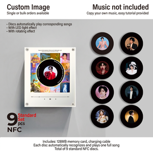 Aimant de réfrigérateur personnalisé en acrylique pour album musical, design tourne-disque vinyle, photo personnalisée, veilleuse rotative NFC, cadeau pour fan de musique - Product Image 6
