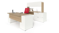 Bureau d'angle avec bibliothèque intégrée, bureau d'ordinateur combiné avec bibliothèque, style luxe léger, bureau d'étude à domicile avec dossier