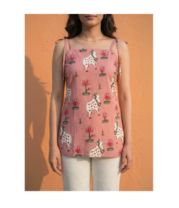 Women Trendy Cotton Short Kurti with Elegant Floral Print Lightweight Summer Casual Ethnic Tunic <b>Top</b> Daily Wear Stylish - Product Image 2