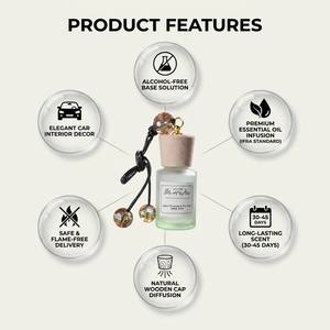 Handmade French Style <b>Car</b> Aromatherapy Glass <b>Bottle</b> For Aesthetic Gifting Bulk Custom Logo With Wooden Cap Box Set Jar Case - Product Image 3