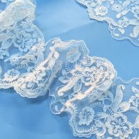 Bordure en dentelle brodée de feuilles et de fleurs blanches, dentelle romantique en tulle pour robe de mariée, accessoire vestimentaire
