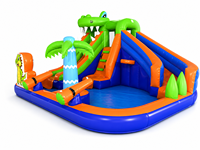 Toboggan aquatique gonflable sur le thème des dinosaures crocodiles, parc aquatique gonflable commercial, équipement de jeu gonflable pour enfants en plein air