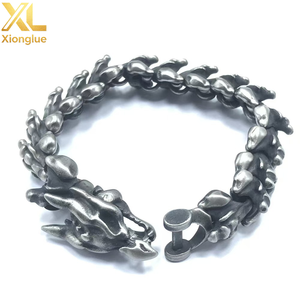 Jewelry Domineering Cuff Vintage Black Keel Chain Bracelets & <b>Bangles</b> Stainless Steel Dragon Head Bracelet for <b>Mens</b> - Product Image 2