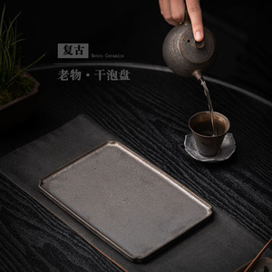 Bandeja de cerámica retro rectangular para té, bandeja de preparación en seco para juego de té Kung Fu, uso doméstico - Product Image 3