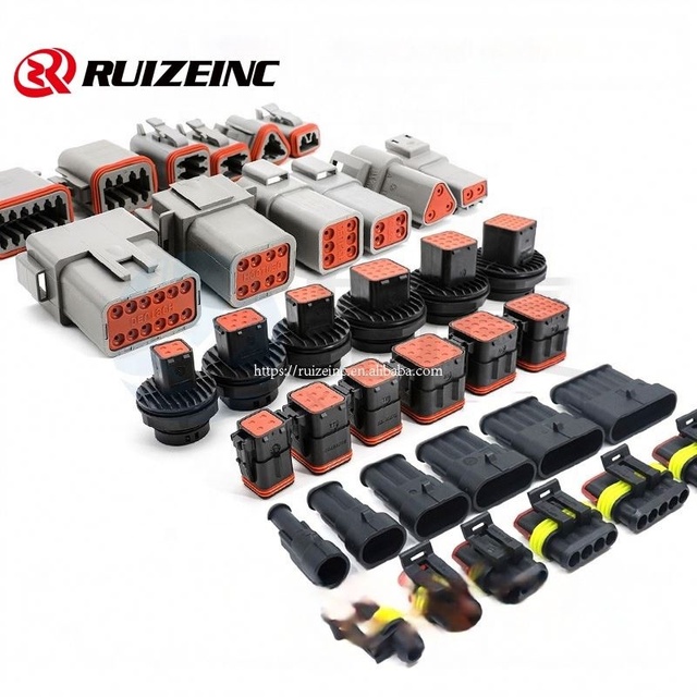 High Quality Automotive Connector DT DTP DTM Series 2 Pin to 3 4 5 6 8 12 Pin Waterproof Male Female Deutsch Connector 22-16AWG