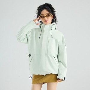 Outdoor <b>Fleece</b> <b>Lined</b> 3 In 1 Windproof <b>Jacket</b> Women Workwear Style Printed Embroidered Text Full Sleeve - Product Image 1