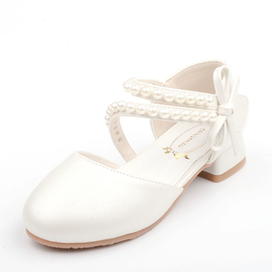 Zapatos de Princesa para Niñas, Zapatos de Tacón Alto de Cuero con Perlas, Estilo Coreano, Zapatos Planos - Product Image 4