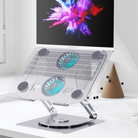 Support de refroidissement pour ordinateur portable rotatif à 360° de qualité supérieure, support portable en acier robuste pour tablette avec double ventilateur pour bureau