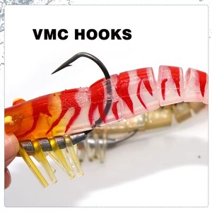 Esca Morbida a Forma di Gamberetto TAKEDO 90mm 120mm con Amo VMC, Esca da Pesca in TPR per Spigola, Esca Artificiale a Forma di Gamberetto, Esca Morbida da Pesca - Product Image 5